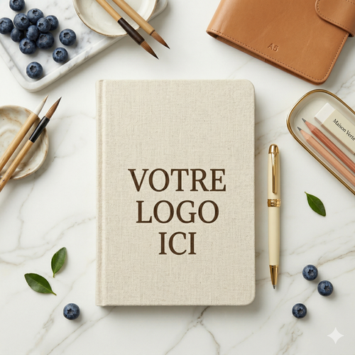 Carnet A5 en cuir recyclé et stylo personnalisé