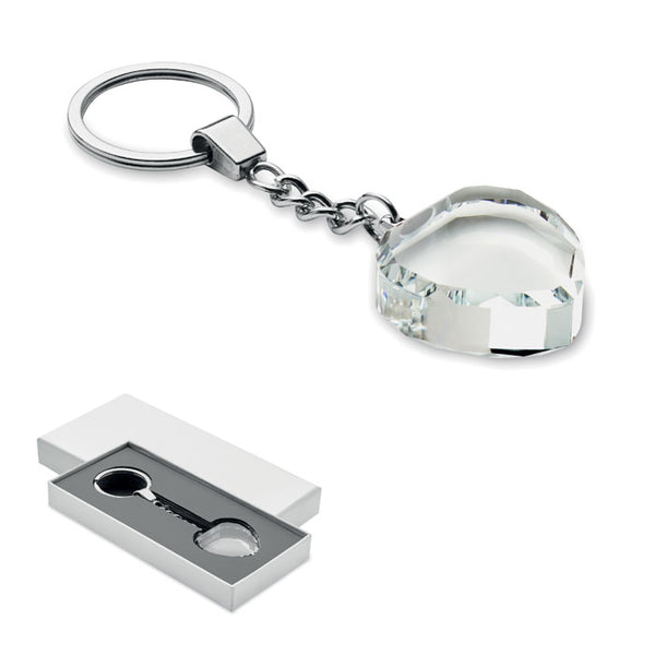 Porte-clés cœur en verre