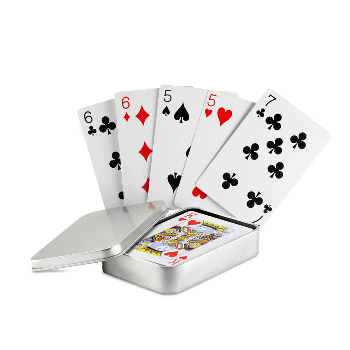 Cartes à jouer boîte étain