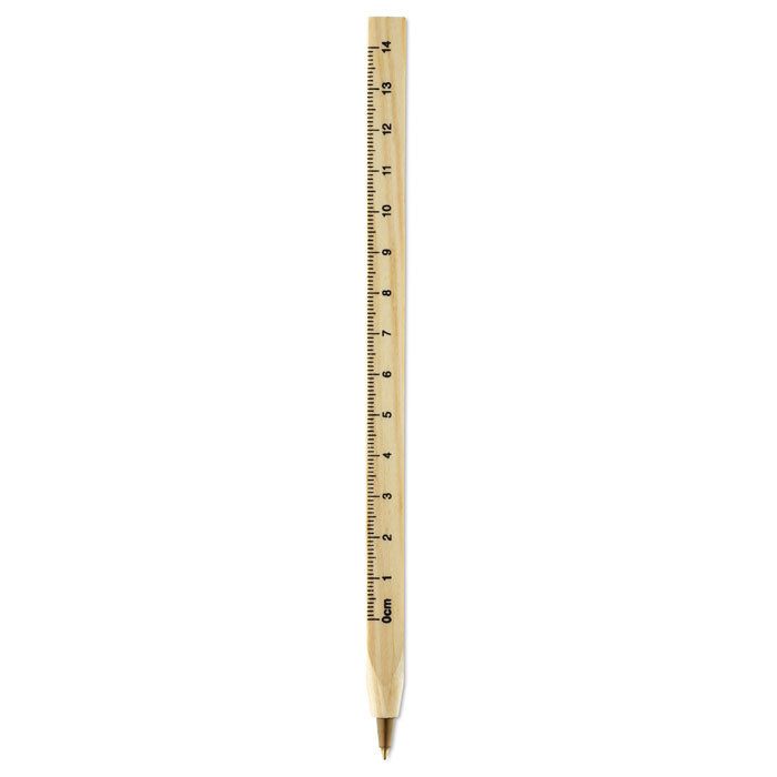 Stylo bille - règle en bois