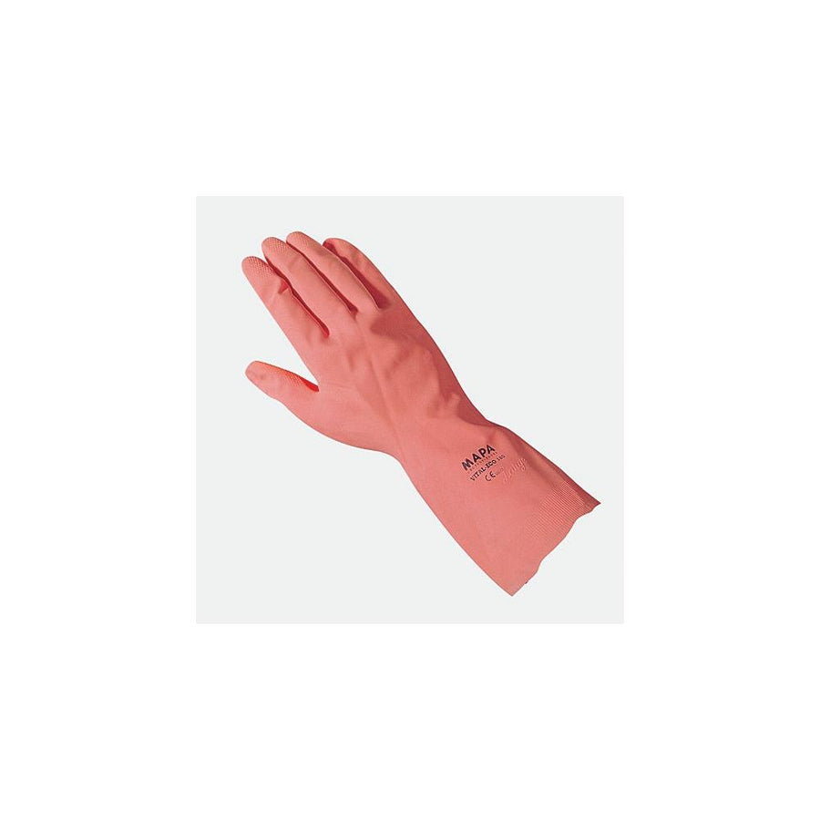 Vital 115 – Gant ménage latex rose flocké coton