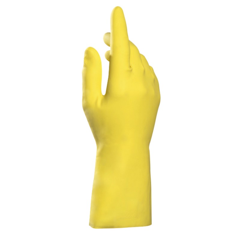 Vital 124 – Gant ménage latex jaune flocké coton